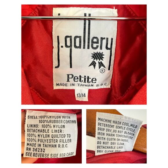 Vintage 80s Full Length Red Nylon Raincoat | Removable Quilted Liner, J Gallery - Picture 2 of 11